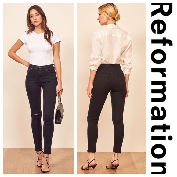 Reformation Serena High Skinny Jeans Black - Picture 2 of 13